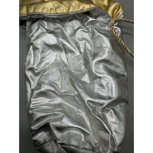 set of 2 Vintage Gold & Silver Drawstring Bag With Tassels 14x7" READ - Picture 7 of 8